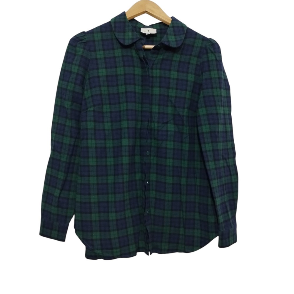 Tuckernuck‎ Saranac Button Up Womens S Puff Shoulder Plaid Preppy Academia